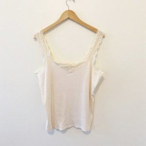 J. Crew Cream Lace Trim Ribbed Tank Size XXL